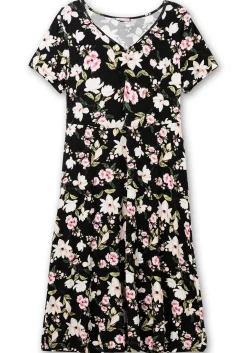 Jerseykleid in Midilänge, mit Blumendruck