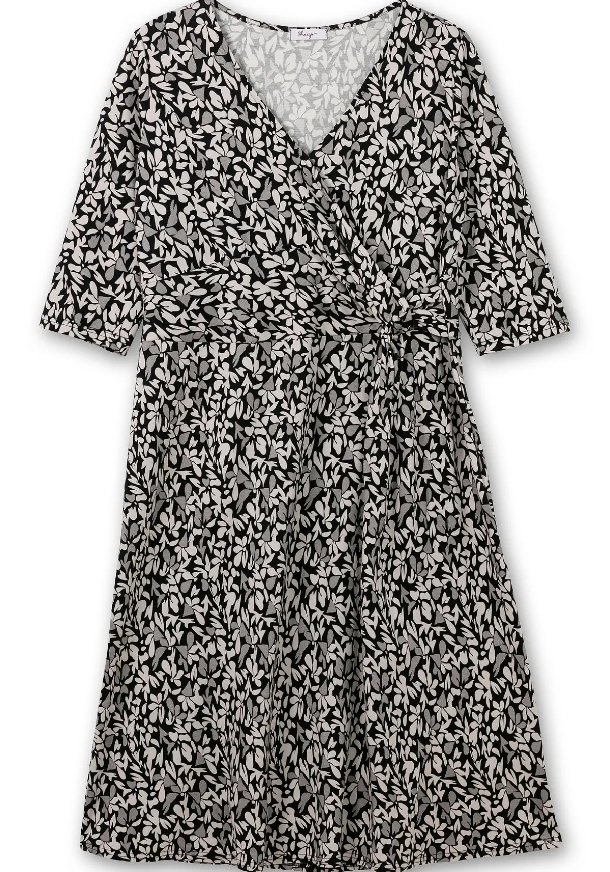 Jerseykleid in Wickeloptik, mit Blätterprint