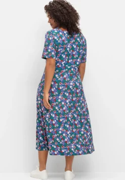 Jerseykleid in Wickeloptik, mit floralem Druck