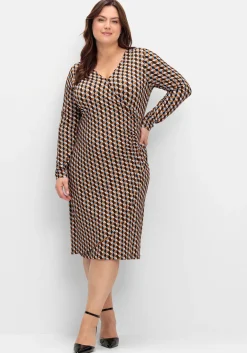 Jerseykleid in Wickeloptik, mit Grafikprint