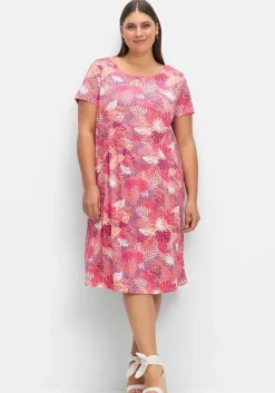 Jerseykleid mit Alloverdruck und Taschen