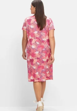 Jerseykleid mit Alloverdruck und Taschen