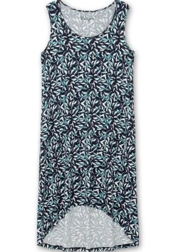 Jerseykleid mit Blätterdruck und Taschen