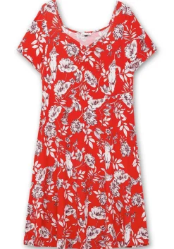 Jerseykleid mit Blumendruck und Herzausschnitt