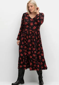 Jerseykleid mit floralem Alloverdruck