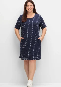 Jerseykleid mit maritimem Print und Taschen