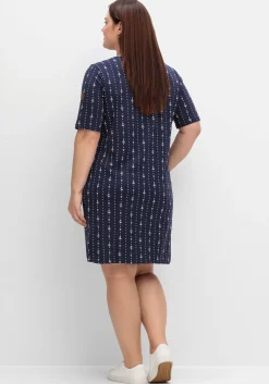 Jerseykleid mit maritimem Print und Taschen