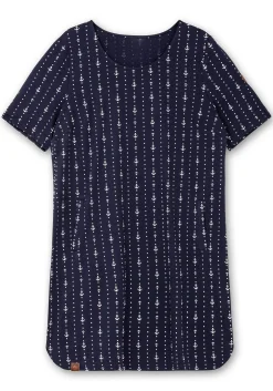 Jerseykleid mit maritimem Print und Taschen