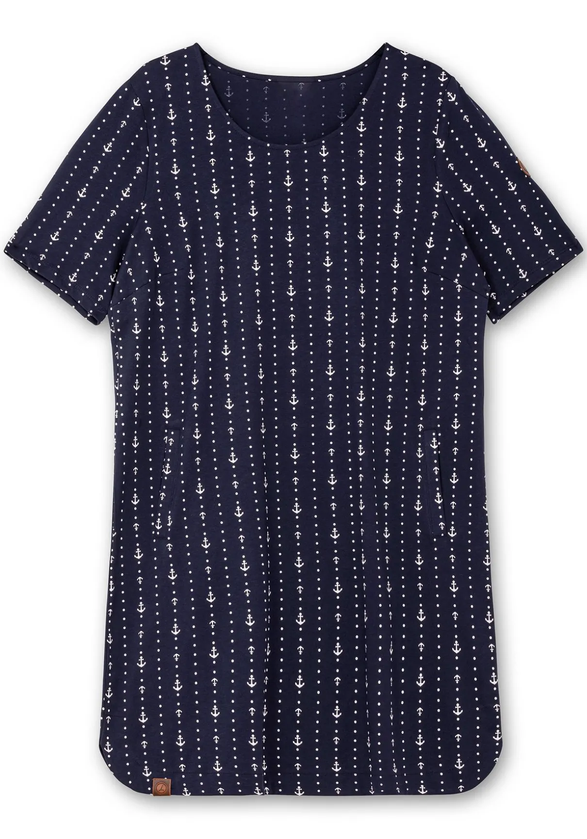 Jerseykleid mit maritimem Print und Taschen