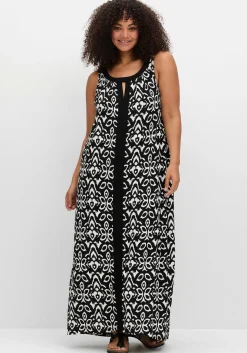 Jerseykleid mit Ornamentdruck und Cut-outs