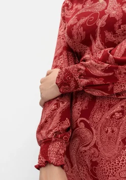 Jerseykleid mit Paisleydruck und Blusenkragen