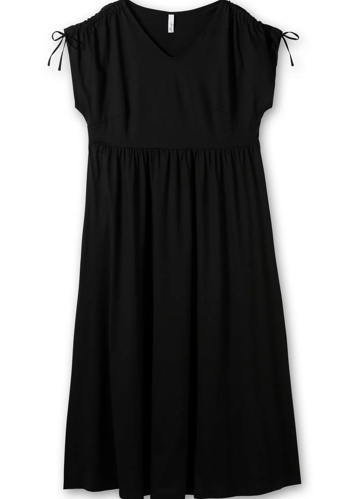 Jerseykleid mit weitem Rock und V-Ausschnitt