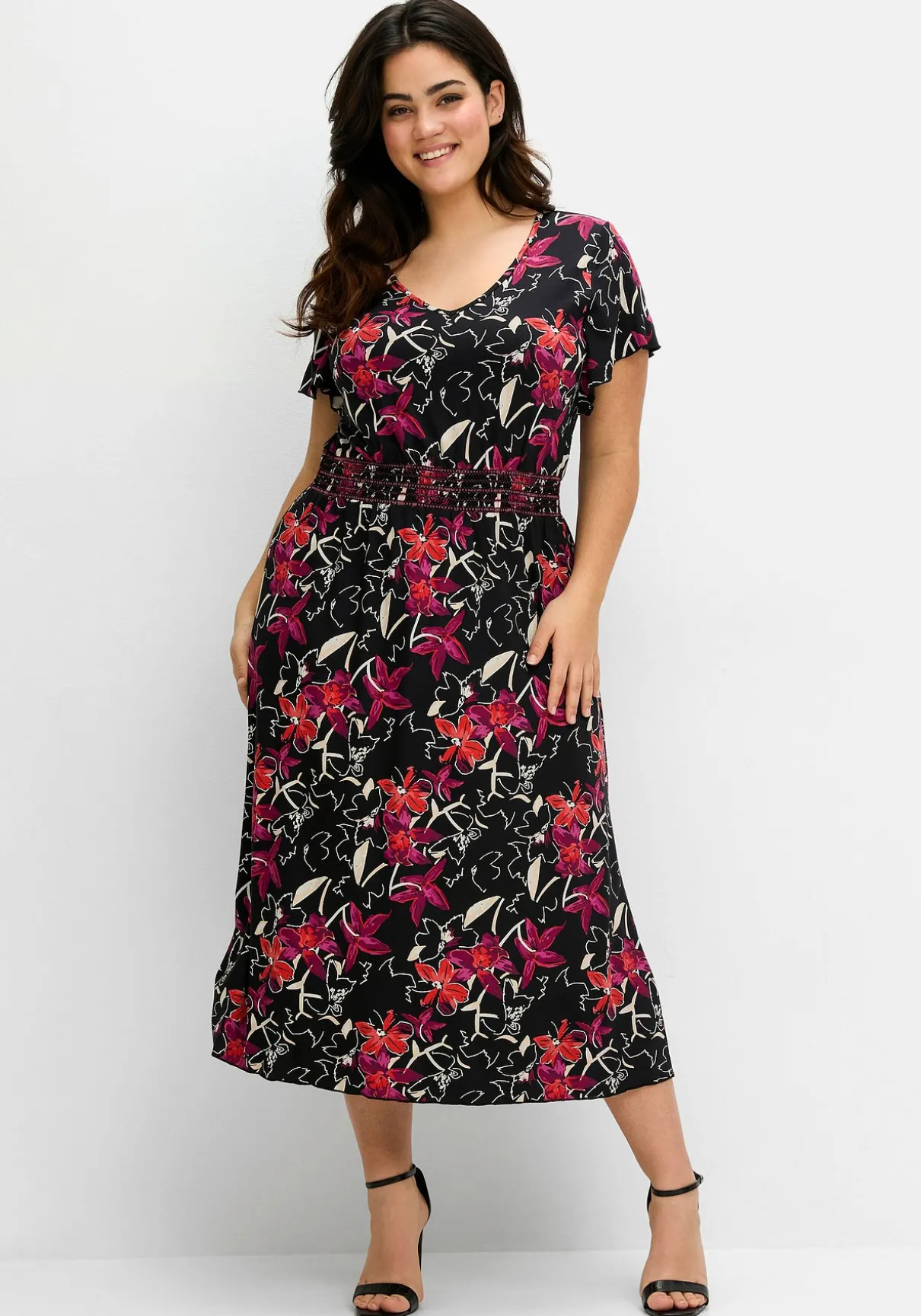 Jerseykleid mit Zierbändern im Rücken