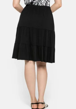 Jerseyrock mit Gummibund und stufigen Volants