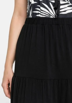 Jerseyrock mit Gummibund und stufigen Volants