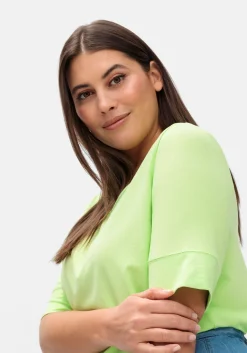 Jerseyshirt mit abgerundetem Saum