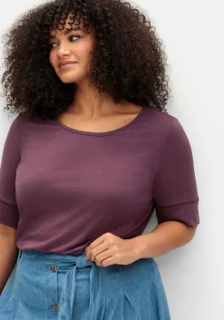 Jerseyshirt mit abgerundetem Saum