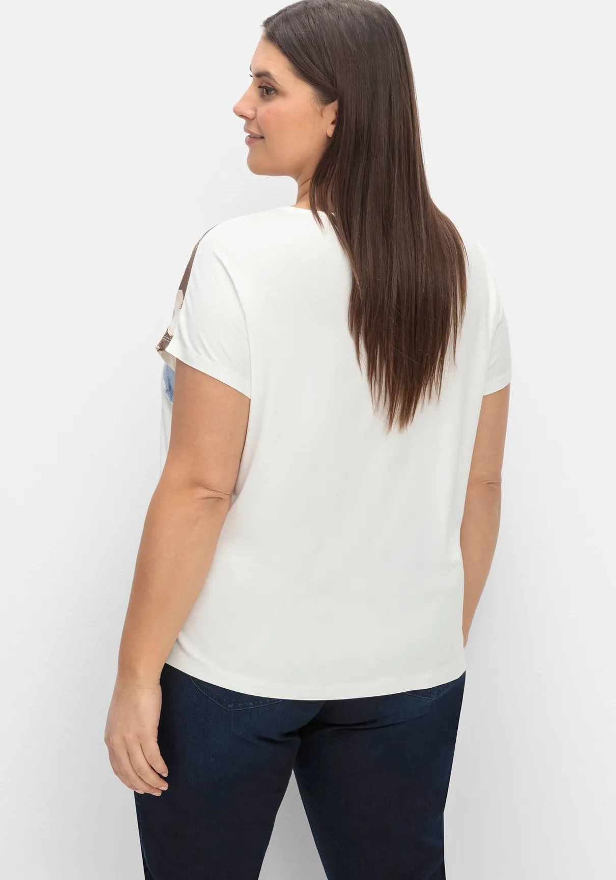 Jerseyshirt mit Blütendruck am Rundhalsausschnitt