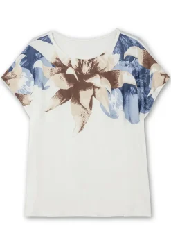 Jerseyshirt mit Blütendruck am Rundhalsausschnitt