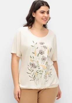 Jerseyshirt mit Blumen-Frontprint