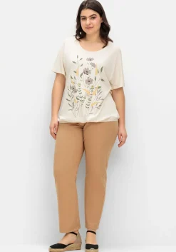 Jerseyshirt mit Blumen-Frontprint