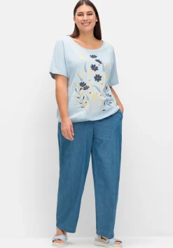 Jerseyshirt mit Blumen-Frontprint