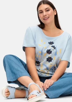 Jerseyshirt mit Blumen-Frontprint