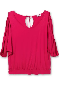 Jerseyshirt mit geschlitzten Fledermausärmeln