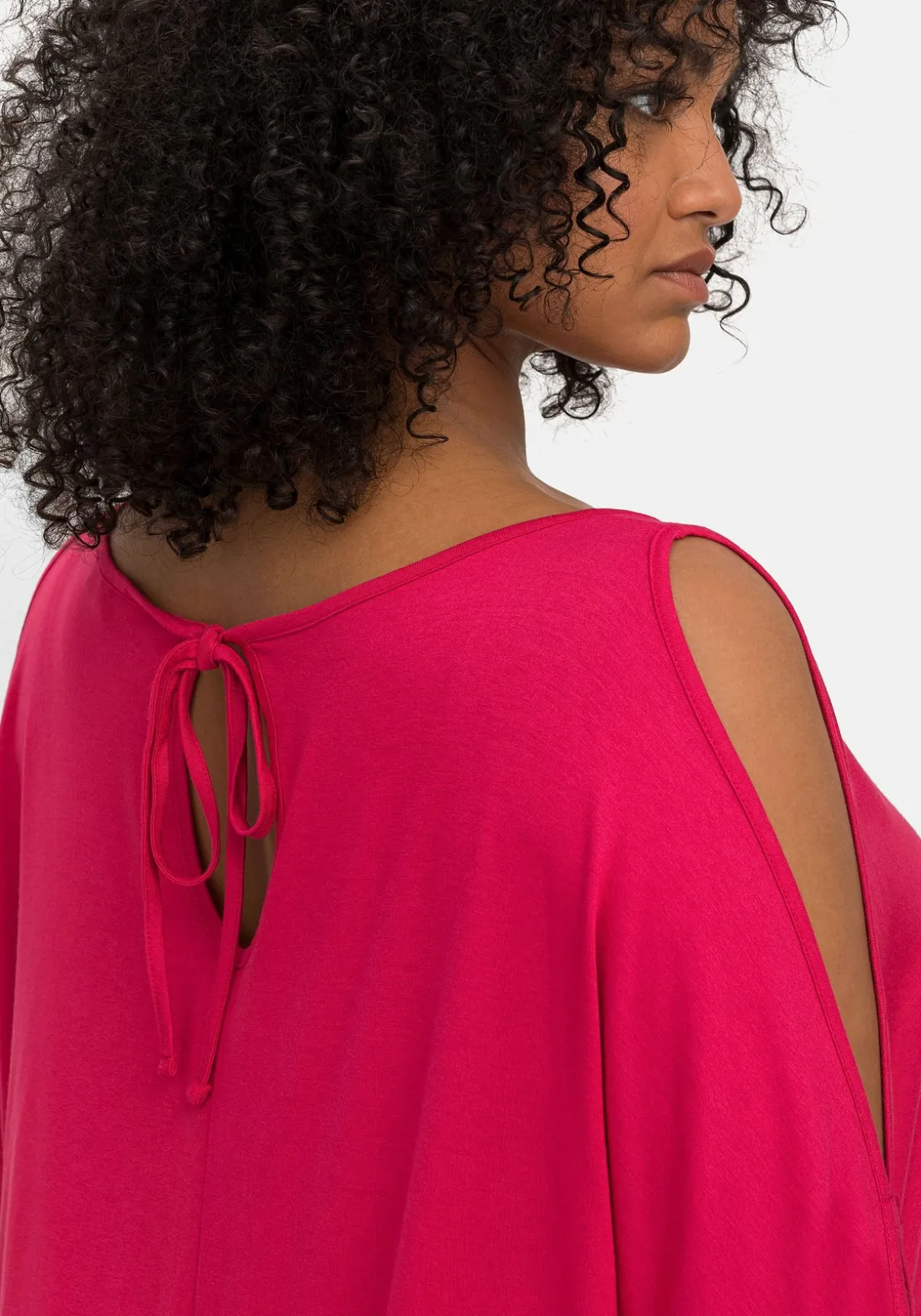 Jerseyshirt mit geschlitzten Fledermausärmeln