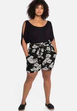 Jerseyshirt mit geschlitzten Fledermausärmeln