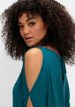 Jerseyshirt mit geschlitzten Fledermausärmeln