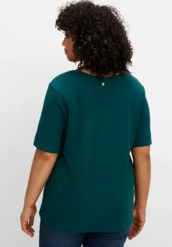 Jerseyshirt mit Rundhalsausschnitt, leicht tailliert