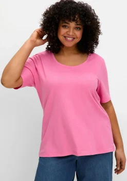 Jerseyshirt mit Rundhalsausschnitt, leicht tailliert