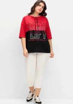 Jerseyshirt mit Stehkragen und Wordingprint