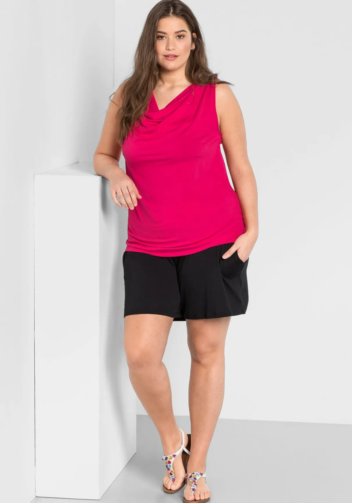 Jerseyshorts mit Smokbund und zwei Taschen