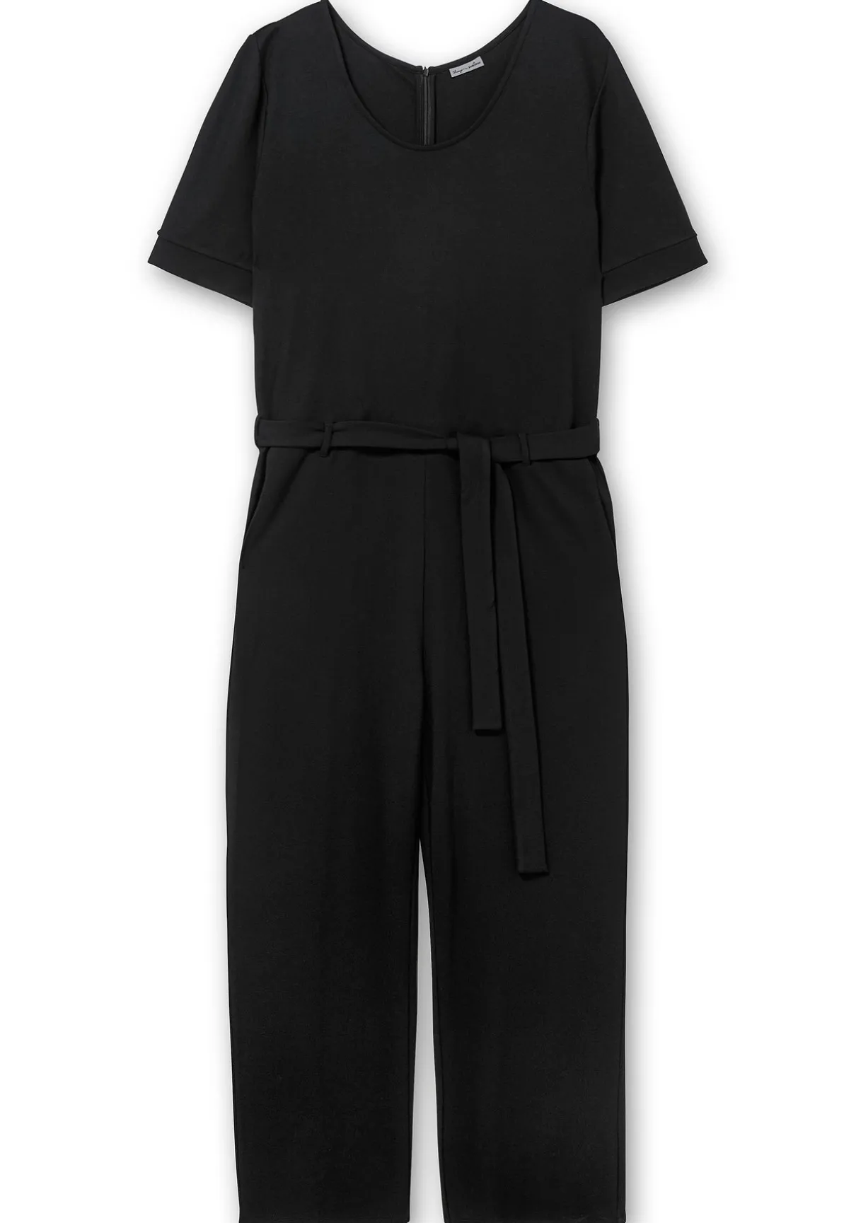 Jumpsuit mit Bindegürtel und weitem Bein