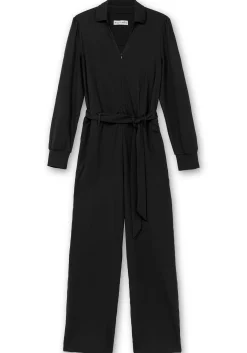 Jumpsuit mit Bindegürtel und Reißverschluss vorn