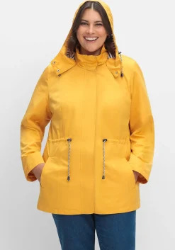 Kapuzenjacke mit Kontrastfutter und Taillen-Tunnelzug