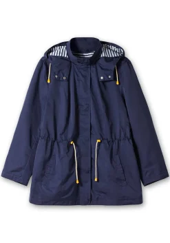 Kapuzenjacke mit Kontrastfutter und Taillen-Tunnelzug