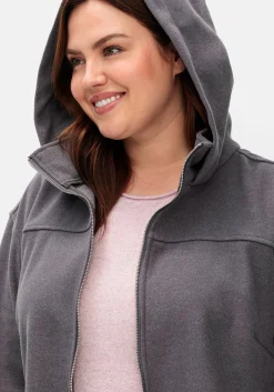 Kapuzenjacke mit Stehkragen und Reißverschluss