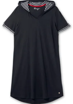 Kapuzenkleid mit Kontrastdetails und längerem Rücken