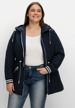 Kapuzenparka mit Kontrastdetails und Taillen-Tunnelzug