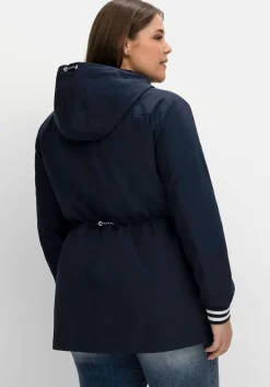 Kapuzenparka mit Kontrastdetails und Taillen-Tunnelzug