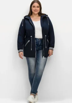 Kapuzenparka mit Kontrastdetails und Taillen-Tunnelzug