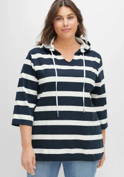 Kapuzenshirt mit Streifenmuster und 3/4-Arm