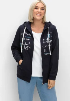 Kapuzensweatjacke mit Print und Kängurutasche