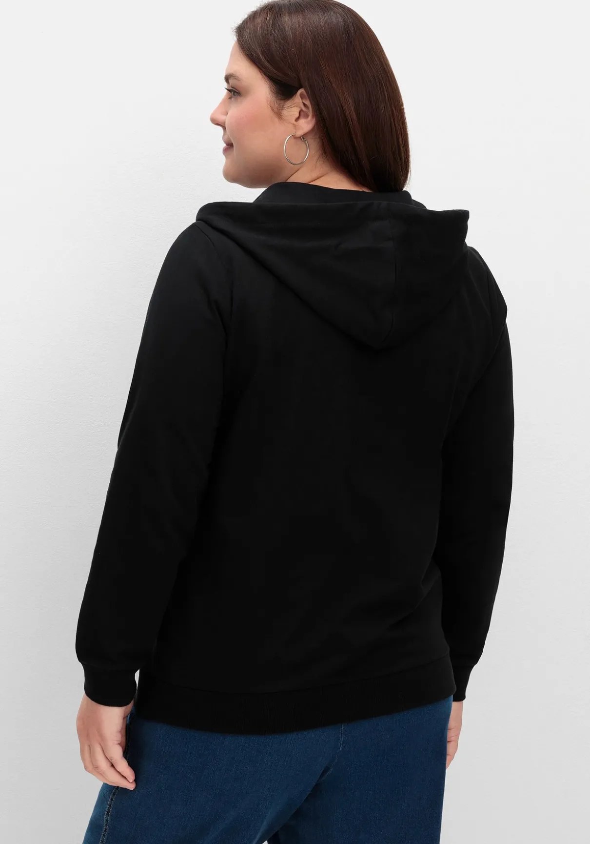 Kapuzensweatjacke mit Print und Kängurutasche