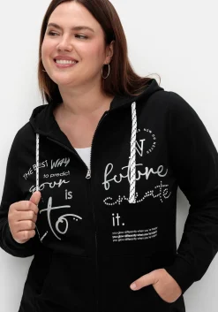 Kapuzensweatjacke mit Print und Kängurutasche