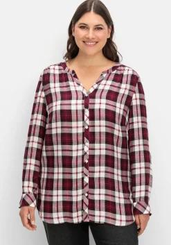 Karierte Bluse mit Rundhalsausschnitt