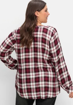 Karierte Bluse mit Rundhalsausschnitt